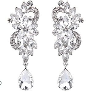🛍 Crystal Flower Chandelier Teardrop Earrings